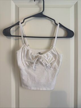 Hollister White Drawstring Ruched Cami Top